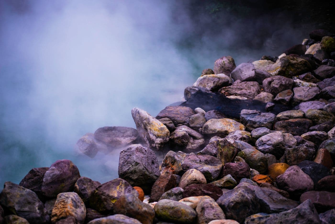 Steaming natural hot springs